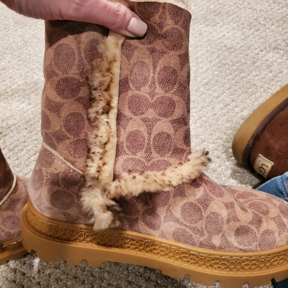 Coach Folded Stone Shearling Bootie Shoes - Women's Boots - Picture 3 of 9